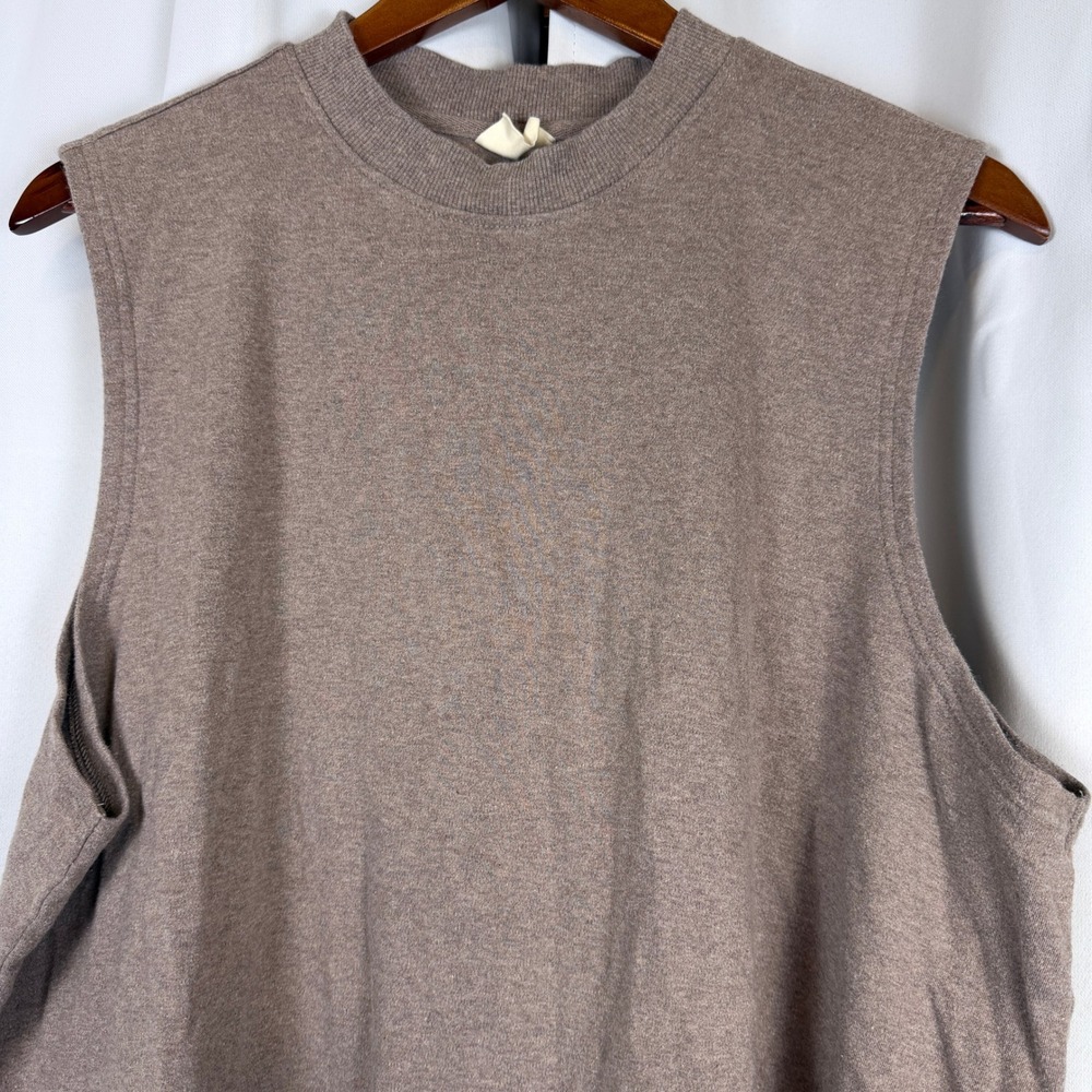 Pact Organic Cotton Muscle Tank Top Heathered Brown Mock Neck Sleeveless XXL
